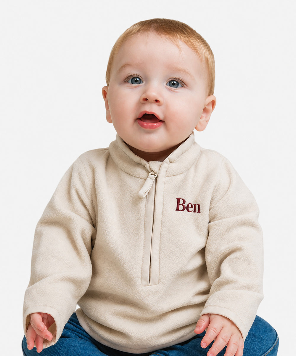 Embroidered Personalised Baby Half Zip Fleece